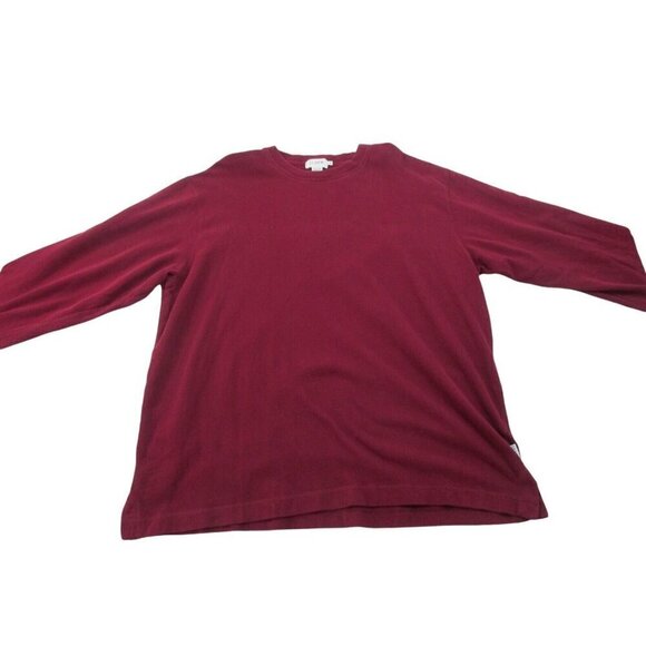J.CREW‎ Sweatshirt Mens 2XL Burgundy Cotton Long Sleeve Crew Neck Slit Pullover - Picture 1 of 8